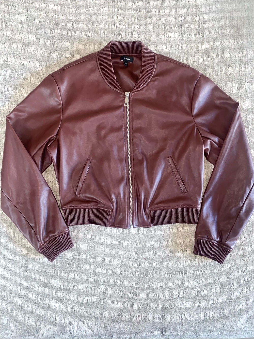 Express Women's Bomber Jacket - Wine